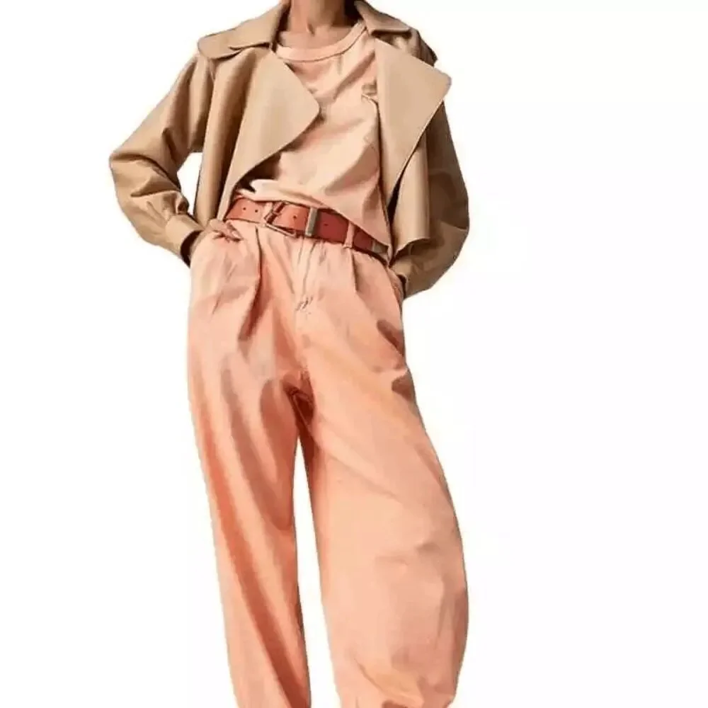 Free People Addy Wide Leg Chino Pants Pastel Light Orange Size 4 NWOT - Picture 11 of 14